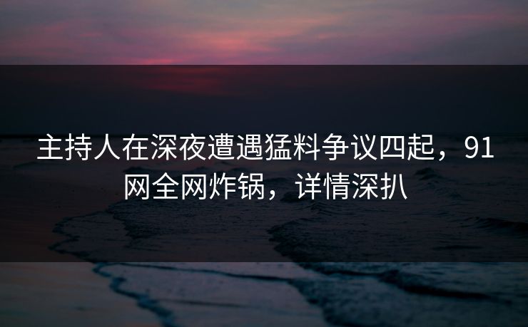 主持人在深夜遭遇猛料争议四起，91网全网炸锅，详情深扒