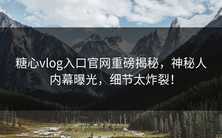糖心vlog入口官网重磅揭秘，神秘人内幕曝光，细节太炸裂！