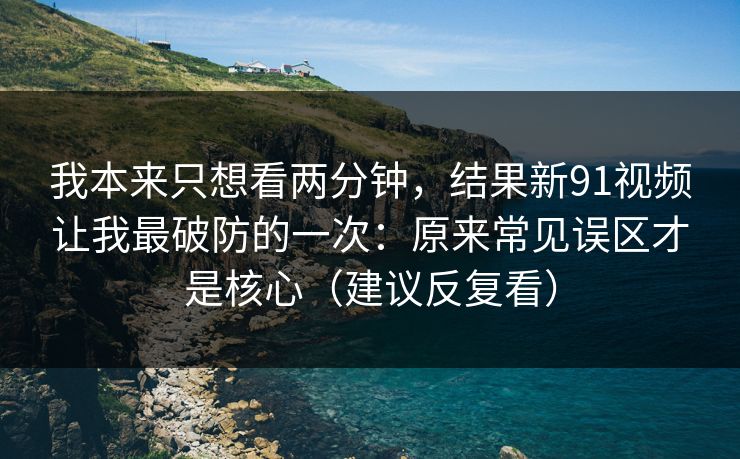 我本来只想看两分钟，结果新91视频让我最破防的一次：原来常见误区才是核心（建议反复看）